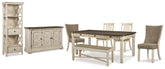 J&M Furniture - Ashley Furniture - Bolanburg Dining Table, 4 Chairs, Bench, Server and Display Cabinet - Dining Table, 4 Chairs, Bench, Server and Display Cabinet - D647D24
